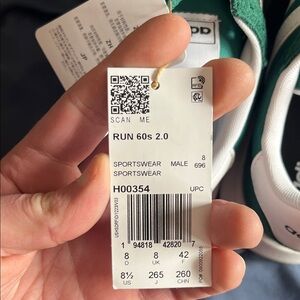 Adidas RUN 60s 2.0 Green and White Sneakers